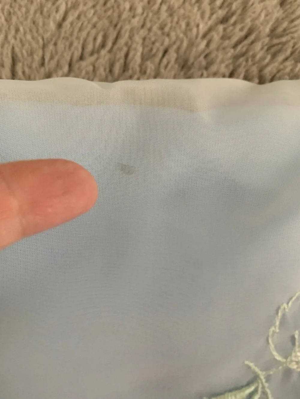 Vtg Leacril Layover Pillow Sham Light Blue Ruffle Roses Granny Victorian